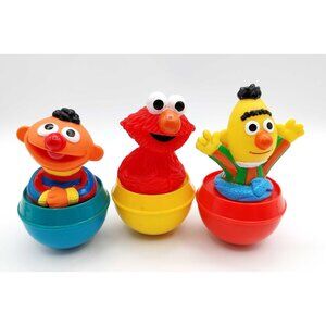 Vintage Sesame Street Elmo Bert Ernie Weeble Wobb Rollie Pollie Illco Toys